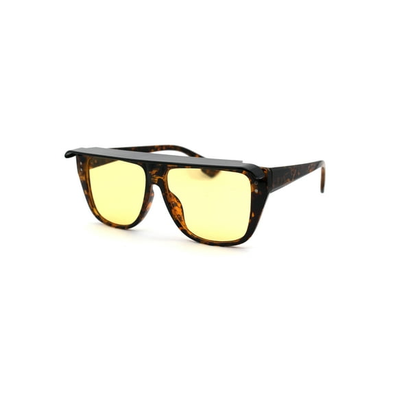 Flat Top Mob Plastic Top Visor Sunglasses Brown Tortoise Solid Yellow