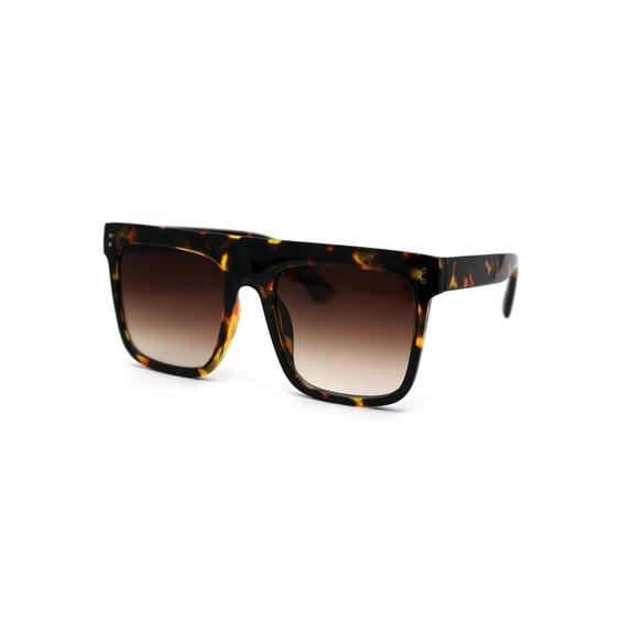 Flat Top Mobster Mafia Rectangular Retro Sunglasses Tortoise Brown