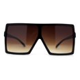 thumbnail image 1 of Flat Top Mobster Square Rectangle Oversize Plastic Sunglasses All Brown, 1 of 4