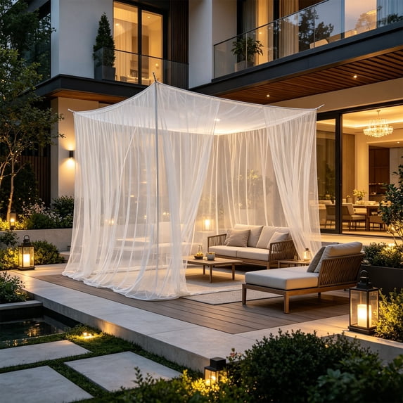 Flat-Top Outdoor Camping Mosquito Net Large Travel Picnic Party Patio Canopy 86x78 Inch Polyester