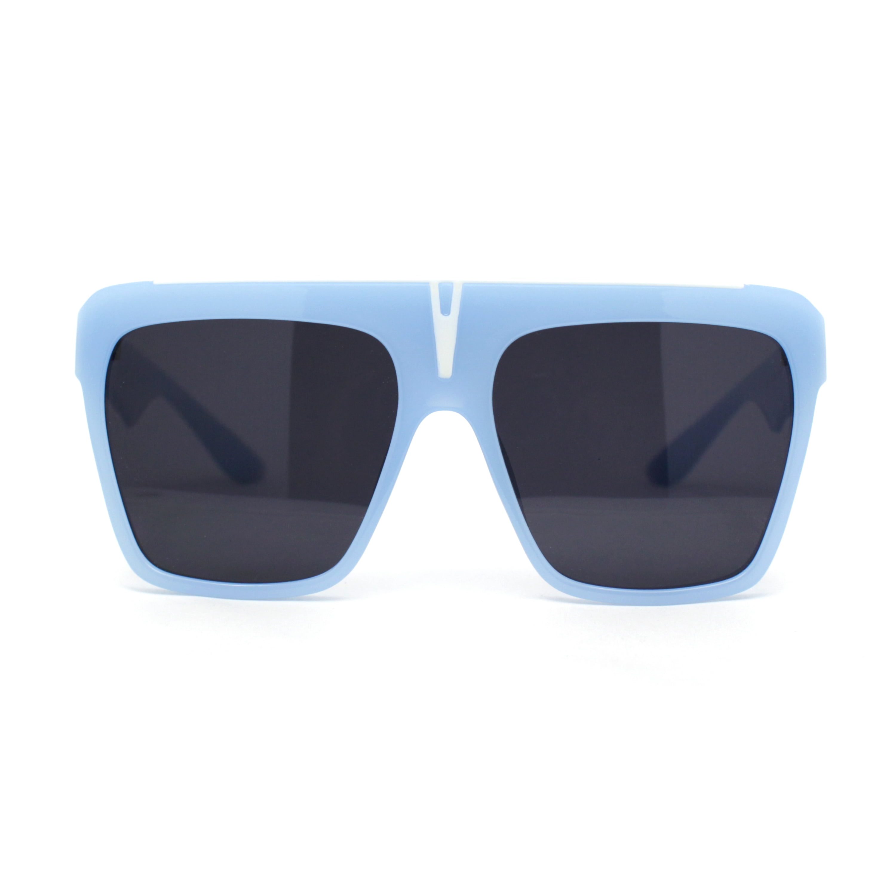 SA106 Retro Bold Rectangular Sunglasses - Bubble Flat Top Thick Round Frame