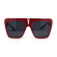 thumbnail image 1 of Flat Top Oversized Rectangular Plastic Retro Racer Fashion Sunglasses Red - Black, 1 of 4