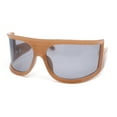 thumbnail image 1 of Flat Top Oversized Wrap Curved Lens Plastic Retro Sporty Sunglasses Brown - Black, 1 of 4