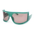 thumbnail image 1 of Flat Top Oversized Wrap Curved Lens Plastic Retro Sporty Sunglasses Green - Brown, 1 of 4