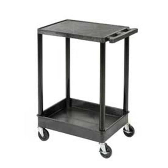 Flat Top Shelf 2 Shelf Plastic Utility Cart, 24 x 18 in. - 300 lbs