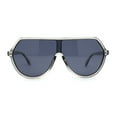 thumbnail image 1 of Flat Top Shield Geometric Racer Plastic Mobster Sunglasses Slate Black, 1 of 4