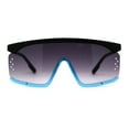 thumbnail image 1 of Flat Top Side Vent Mono Block Lens Shield 80s Sport Sunglasses Matte Black Blue Smoke, 1 of 4