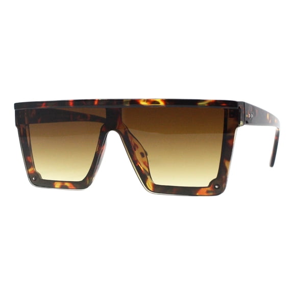 Flat Top Square Sunglasses Unisex Futuristic Boyfriend Shades UV 400 Tortoise