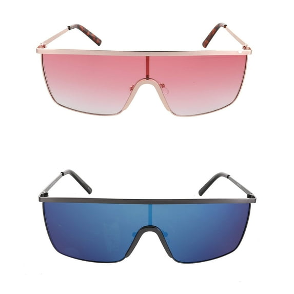 Flat Top Square Vintage Retro Shield Visor Style Aviator Sunglasses