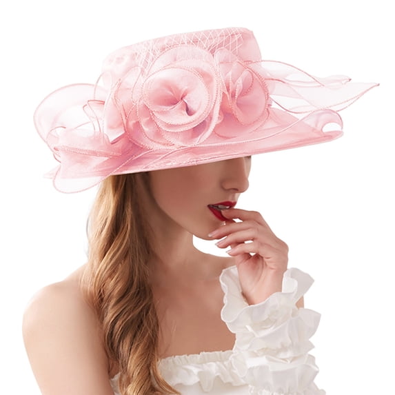 Flat Top Sun Visor Hats for Women Wide Brim Sun Hats Large Beach Bucket Hat Women's Church Derby Tea Party Wedding Hat Fascinator Hat Yellow One Size