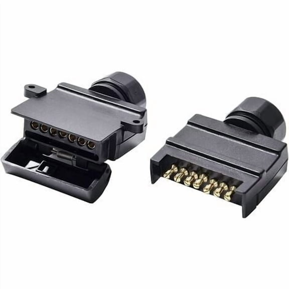 Flat Trailer Plug 7 Pin Male And Flat Trailer Plug 7 Pin Female, 12V Australia Waterproof Flat Trailer Plug Socket 7 Pin, Trailer Plug Fits Truck RV (Screw End)