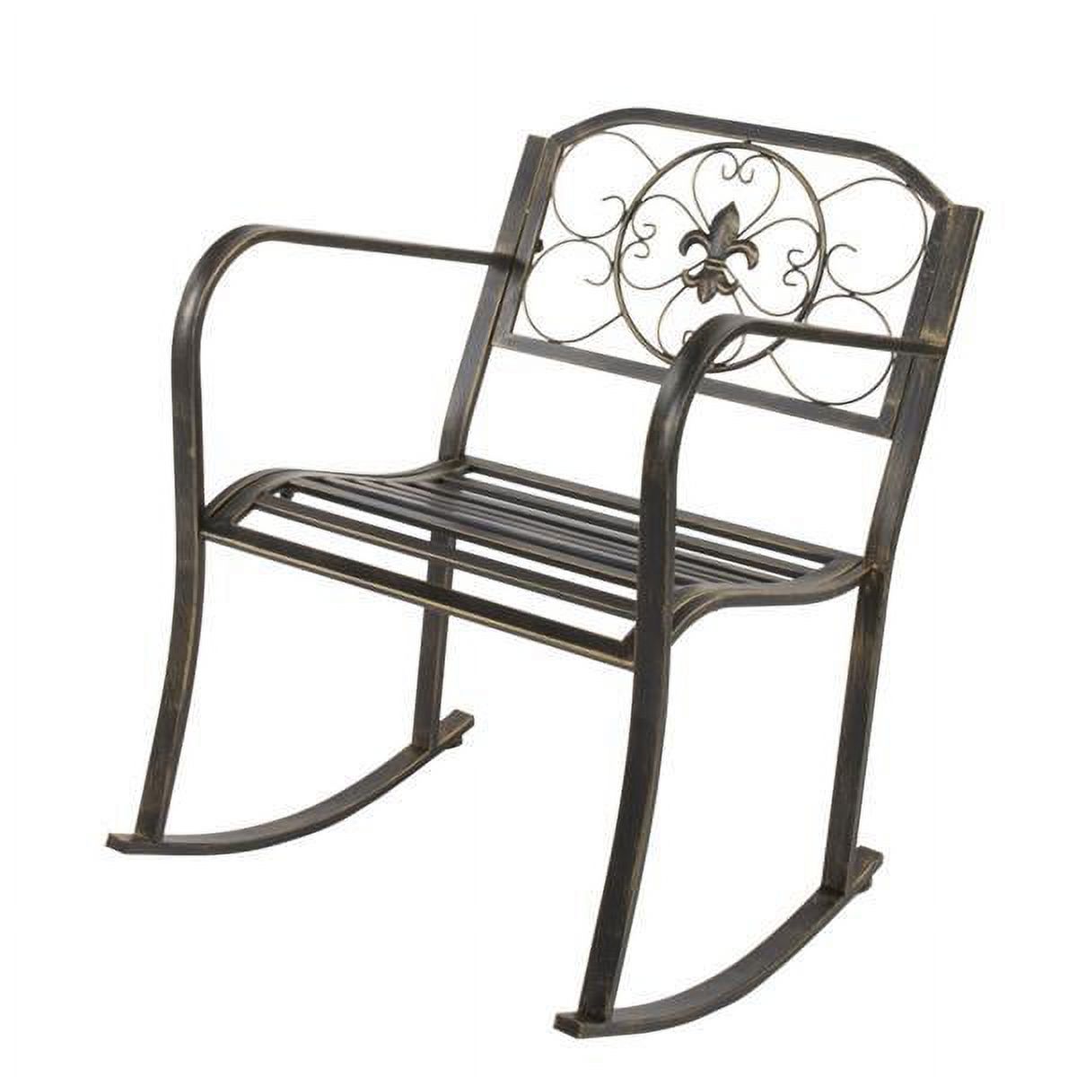 Flat Tube Iron Wire Single Rocking Chair Bronze Color, Stable & Sturdy Garden Iron Art Rocking Chair Family Chairs for Patio, Deck, Backyard or Garden Outdoor Use - image 1 of 1