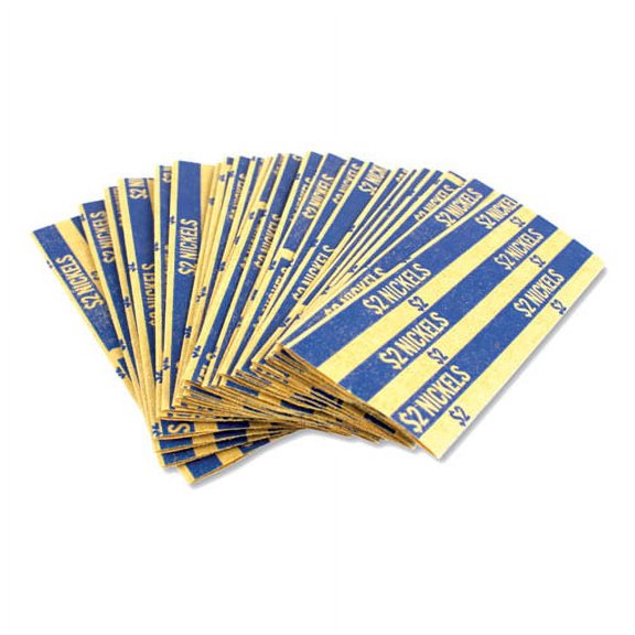 Flat Tubular Coin Wrap, Nickels, $2.00, Blue, 1,000/box | Bundle of 2 Boxes