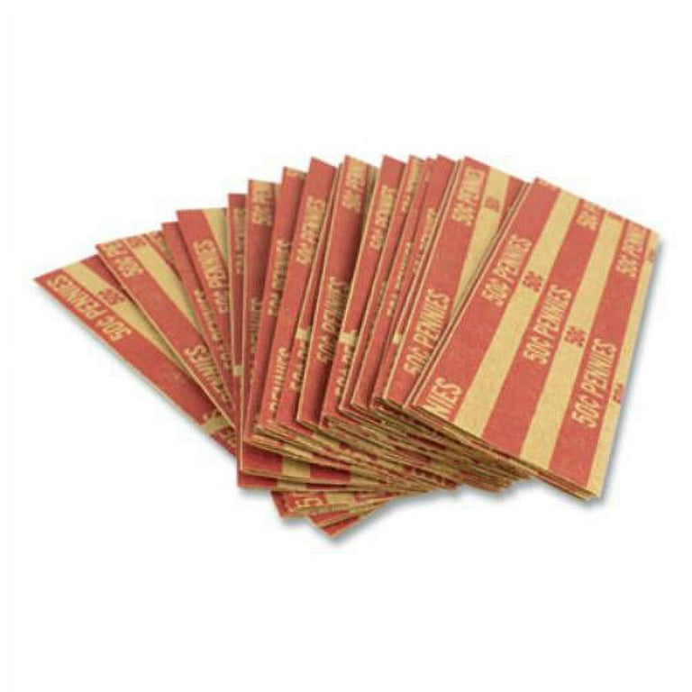 Flat Tubular Coin Wrap, Pennies, $0.50, Red, 1,000/Box Flat Tubular Coin Wrap, Pennies, $0.50, Red, 1,000/Box