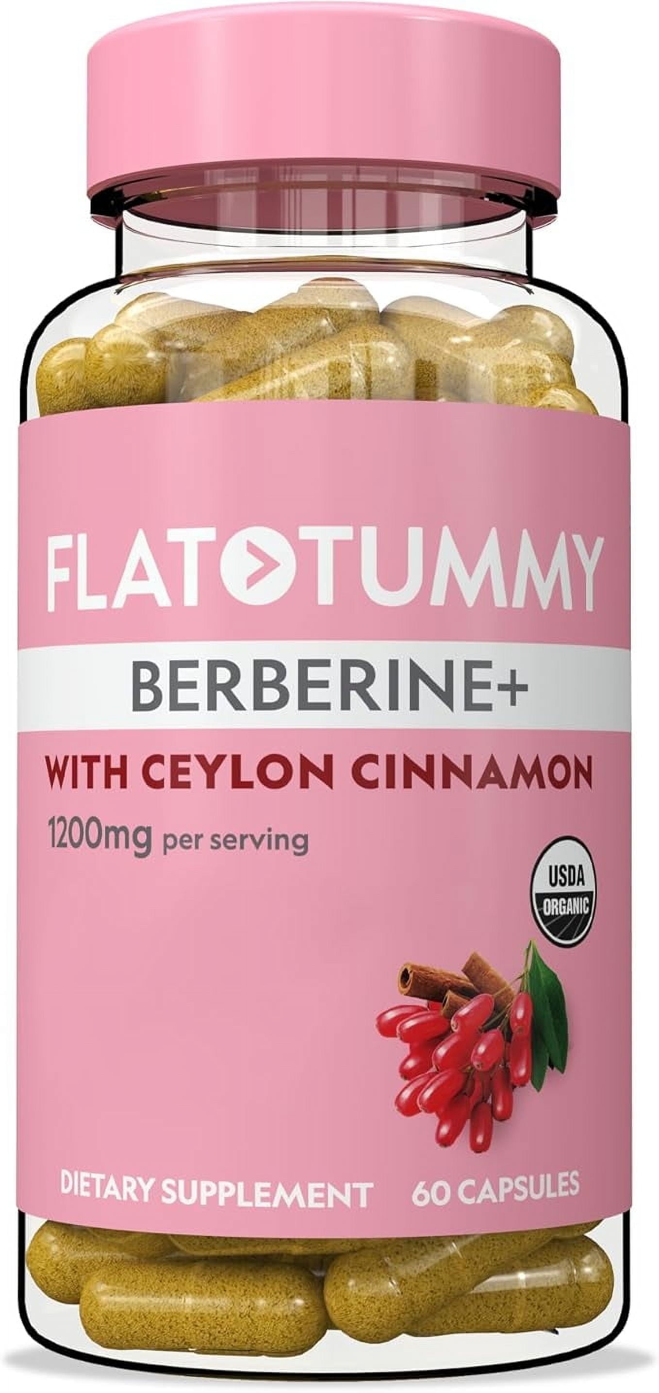 FLAT TUMMY Berberine Plus (60 Count), 1200mg, Post GLP-1 Berberine Supplement, 4:1 Potency
