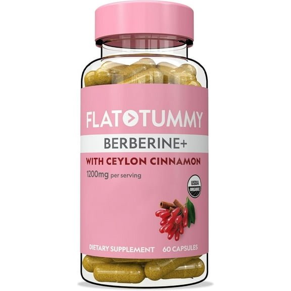 FLAT TUMMY Berberine Plus (60 Count), 1200mg, Post GLP-1 Berberine Supplement, 4:1 Potency