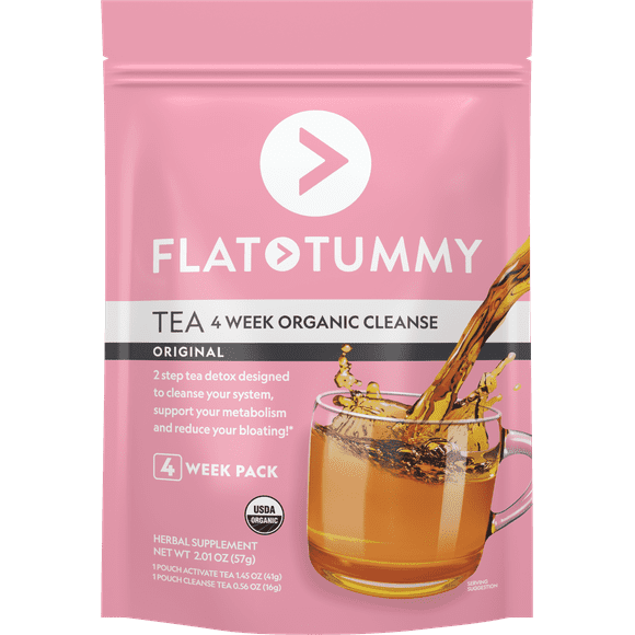 FLAT TUMMY Detox Tea (4 Week Program) – 2-Step, All Natural Cleanse with Senna, Green Tea