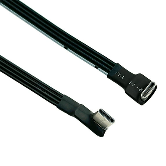 Flat USB C to USB C Male Data Cable 90 Degree Connectors for Gadgets
