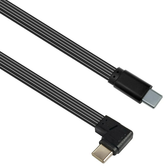 Flat USB Type C Cable 45W Fast Charging 480Mbps Data Transfer Flexible 90 Degree Bend For Tight Space Camera Accessories