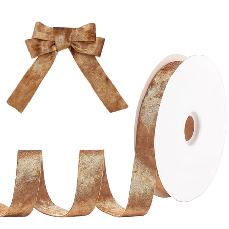 Flat Velvet Ribbon Polyester Ribbon Clothes Accessories Camel 1 inch(25mm) 16.40 Yards(15m)/Roll