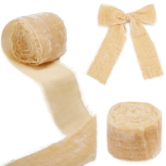 Flat Velvet Ribbons Raw Edged Ribbons Clothes Accessories Camel 2 inch(50mm) about 3 Yards/Roll