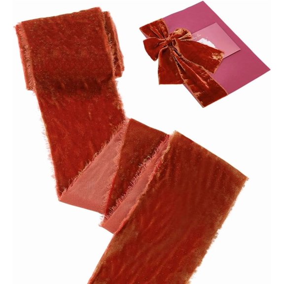 Flat Velvet Ribbons Raw Edged Ribbons Clothes Accessories Dark Red 3 inch(75mm) about 3 Yards/Roll