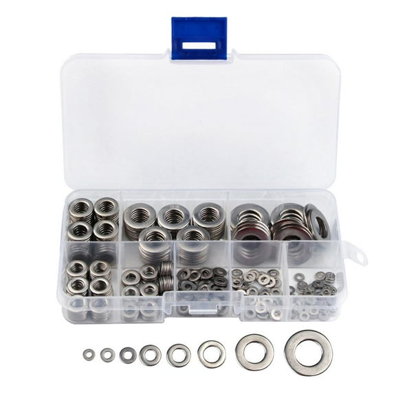 Flat Washer, 8 Sizes Washers Assortment Set Stainless Steel Flat and Lock Washer (.5 M3 M5 M6 10)