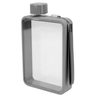 Bottle Tek 10 oz Clear Plastic Flask Container - with Aluminum Lid - 3 1/4  x 1 3/4 x 6 1/4 - 100 count box