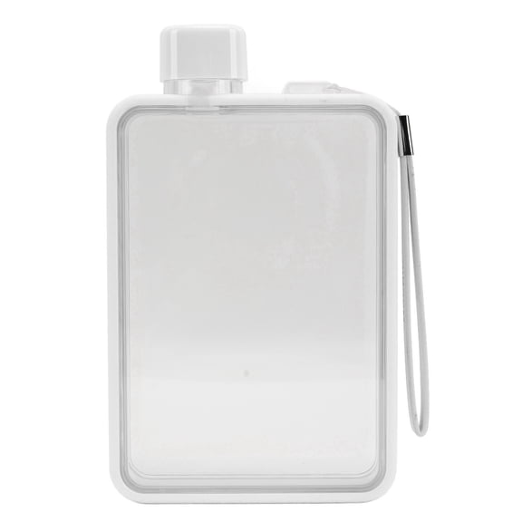 Flat Water Bottle, 13 Ounce Portable Plastic Clear Square Water Bottle, A5 Plastic Note Paper Travel Flask for School Activities[d]