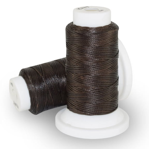Flat Waxed Polyester Cord for Leather Sewing Stitching Coffee 0.8mm about 54.68 yards(50m)/roll