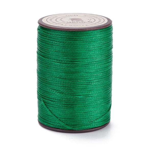 Flat Waxed Polyester Thread String Micro Macrame Cord for Leather Sewing Stitching Green 0.8~0.9x0.3mm 109.36 Yards(100m)/Roll