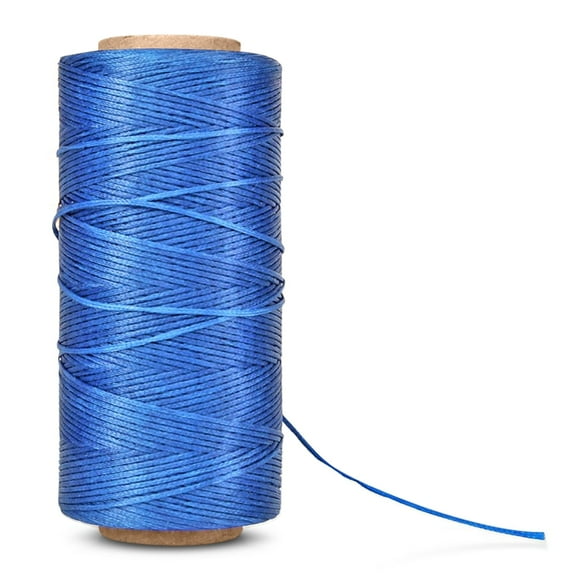 Flat Waxed Thread (Dark Blue) - 284Yard 1mm 150D Wax String Cord Sewing Craft Tool Portable for DIY Handicraft Leather Products Beading Hand Stitching