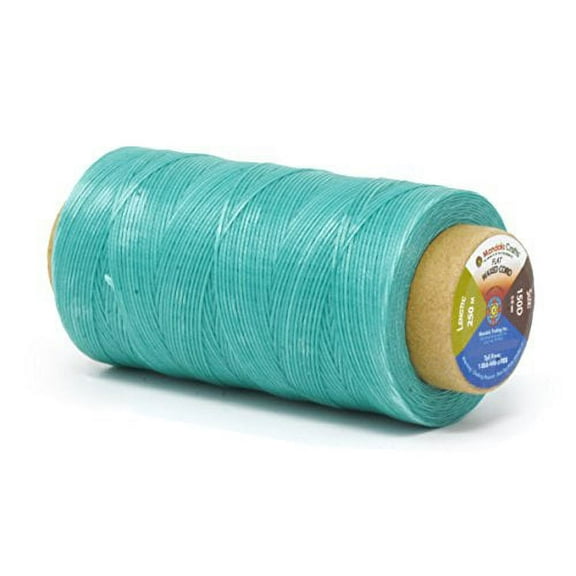 Flat Waxed Thread for Leather Sewing - Leather Thread Wax String Polyester Cord for Leather Craft Stitching Bookbinding by Mandala Crafts 150D 0.8mm 273 Yards Aquamarine