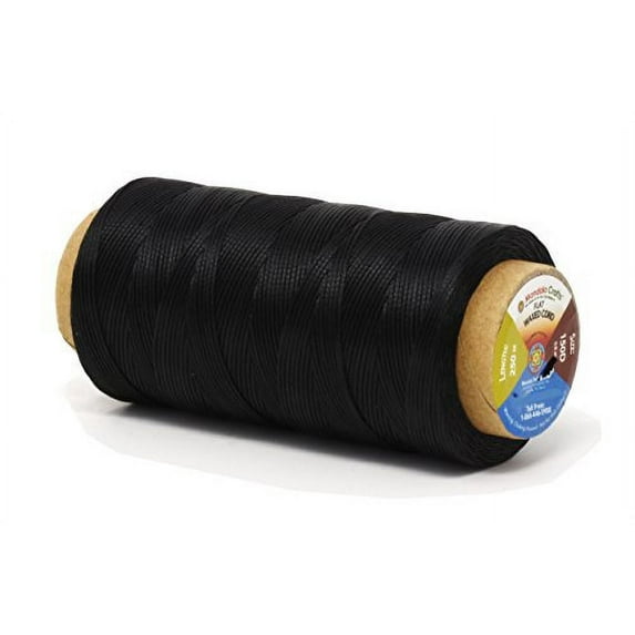 Flat Waxed Thread for Leather Sewing - Leather Thread Wax String Polyester Cord for Leather Craft Stitching Bookbinding by Mandala Crafts 150D 0.8mm 273 Yards Black