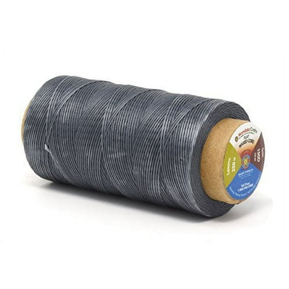 Flat Waxed Thread for Leather Sewing - Leather Thread Wax String Polyester Cord for Leather Craft Stitching Bookbinding by Mandala Crafts 150D 0.8mm 273 Yards Gray