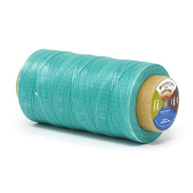 Flat Waxed Thread for Leather Sewing - Leather Thread Wax String Polyester  Cord for Leather Craft Stitching Bookbinding by Mandala Crafts 150D 0.8mm  273 Yards Aquamarine 
