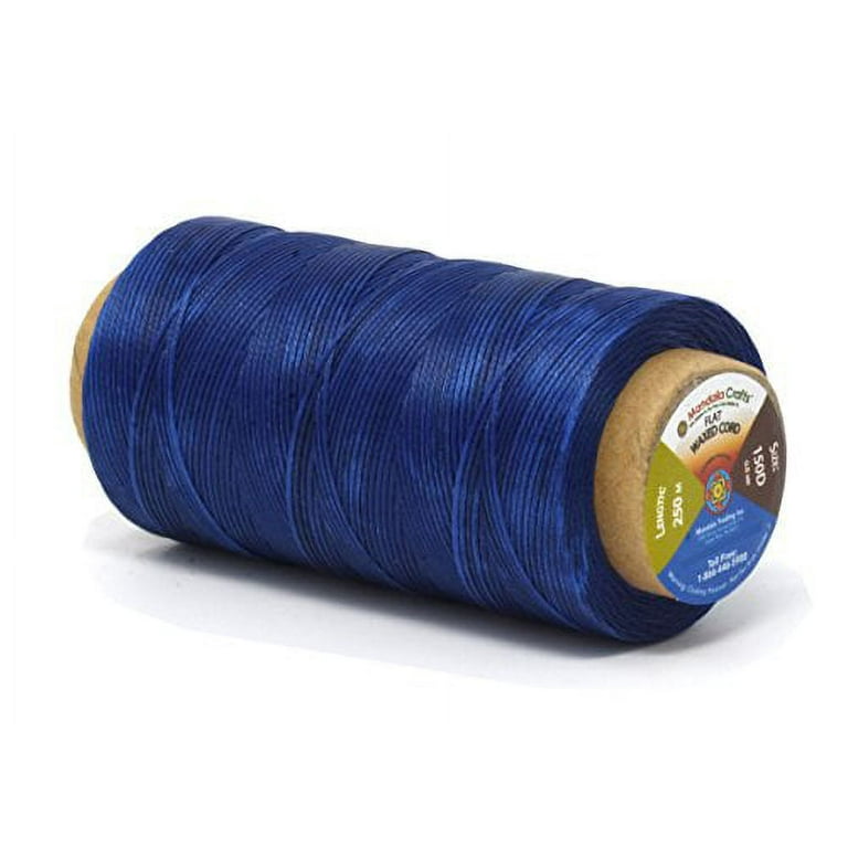 Flat Waxed Thread for Leather Sewing - Leather Thread Wax String Polyester  Cord for Leather Craft Stitching Bookbinding by Mandala Crafts 150D 0.8mm  273 Yards Blue 
