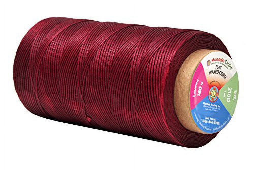 Flat Waxed Thread for Leather Sewing - Leather Thread Wax String Polyester  Cord for Leather Craft Stitching Bookbinding by Mandala Crafts 210D 1mm 197  Yards Dark Red 