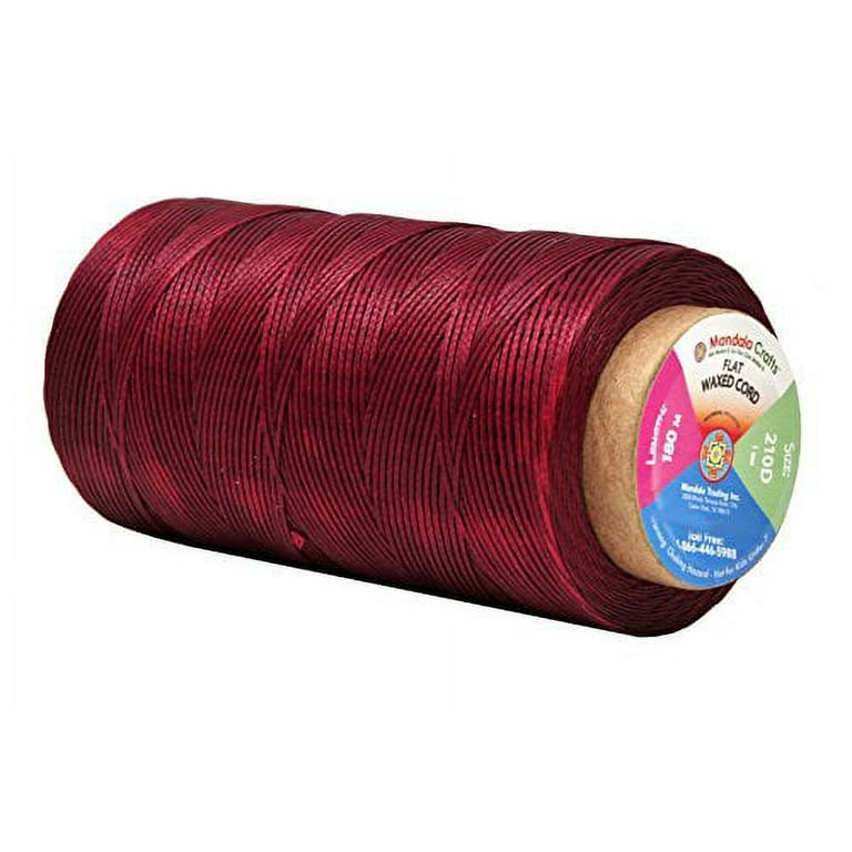 Flat Waxed Thread for Leather Sewing - Leather Thread Wax String Polyester  Cord for Leather Craft Stitching Bookbinding by Mandala Crafts 210D 1mm 197  Yards Dark Red 