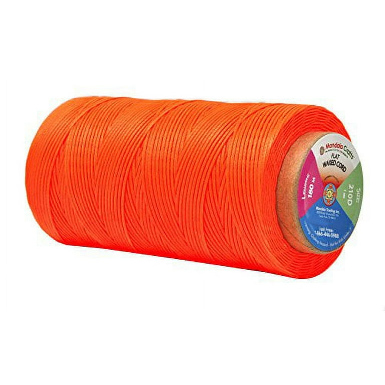Flat Waxed Thread for Leather Sewing - Leather Thread Wax String Polyester  Cord for Leather Craft Stitching Bookbinding by Mandala Crafts 210D 1mm 197  Yards Orange 