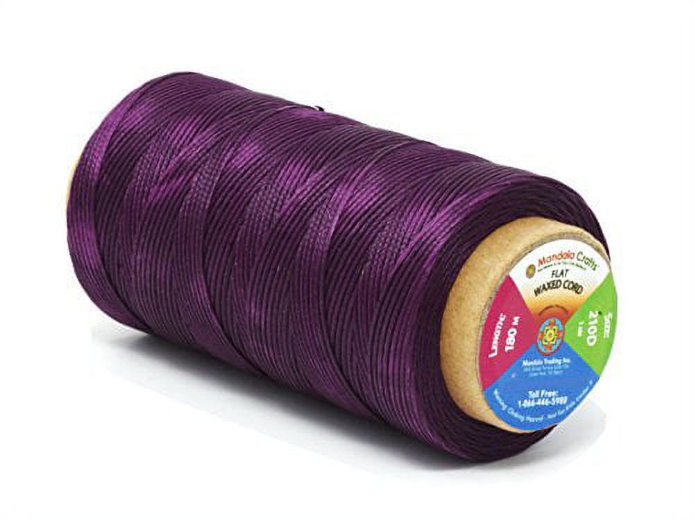Flat Waxed Thread for Leather Sewing - Leather Thread Wax String Polyester  Cord for Leather Craft Stitching Bookbinding by Mandala Crafts 210D 1mm 197  Yards Purple 