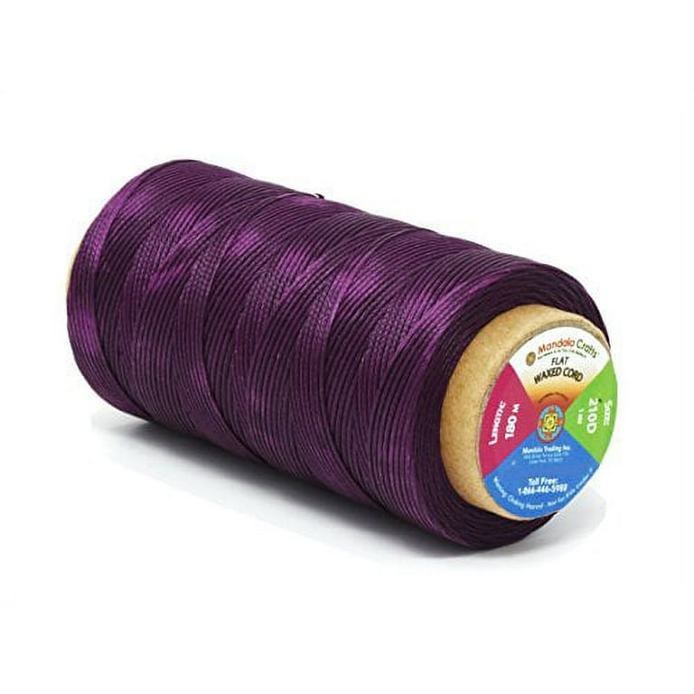Flat Waxed Thread for Leather Sewing - Leather Thread Wax String Polyester  Cord for Leather Craft Stitching Bookbinding by Mandala Crafts 210D 1mm 197  Yards Purple 