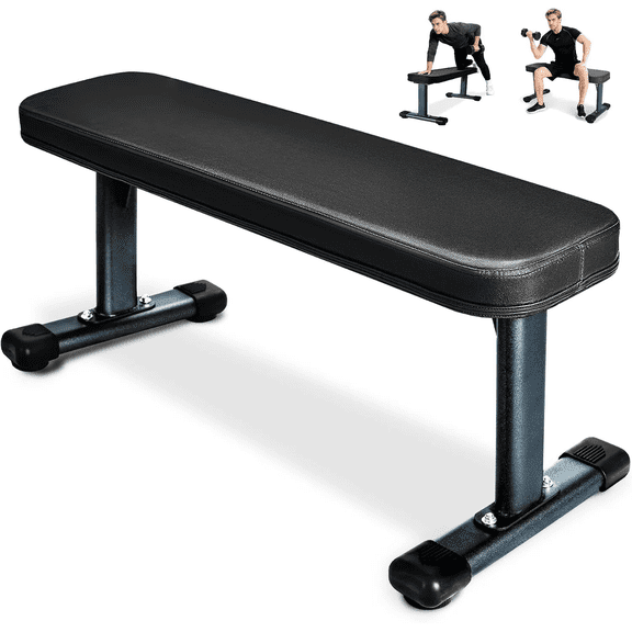 Flat Weight Bench 41 Inch Heavy Duty Workout Bench 660 lbs Load Capacity Thickened Pad for Home Gym Strength Training
