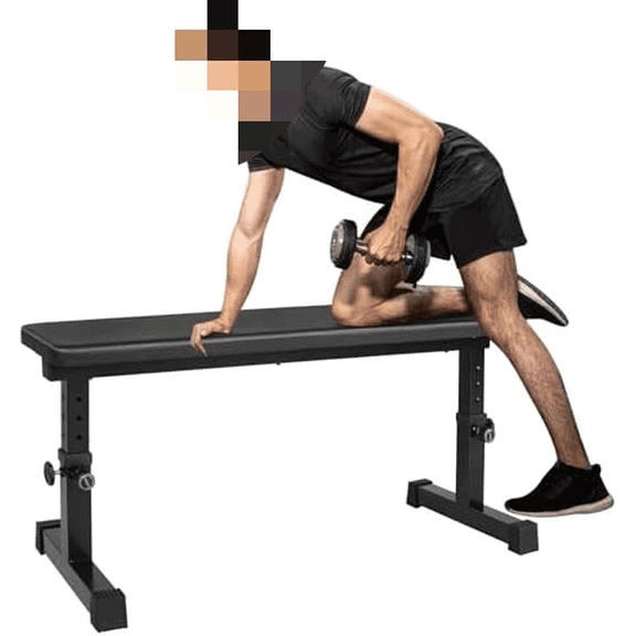 Flat Weight Bench, Utility Workout Adjustable Height Weight Bench Press with Thick Cushion & Anti-slip Foot Pads, Compact Strength Training for Exercise & Fitness, Home/Gym Easy Assembly