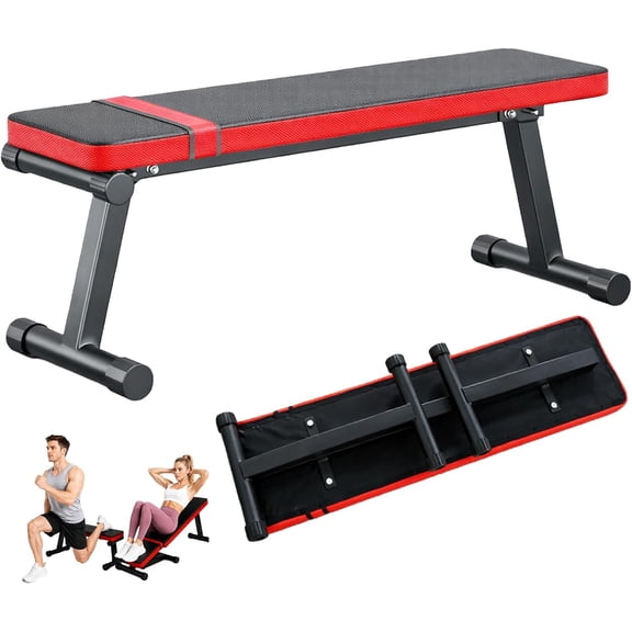 Flat Weight Bench for Gym 618 LB Foldable Adjustable Workout Bench Dumbbell Bench Press Exercise Bench for Strength & Sit Ups Black