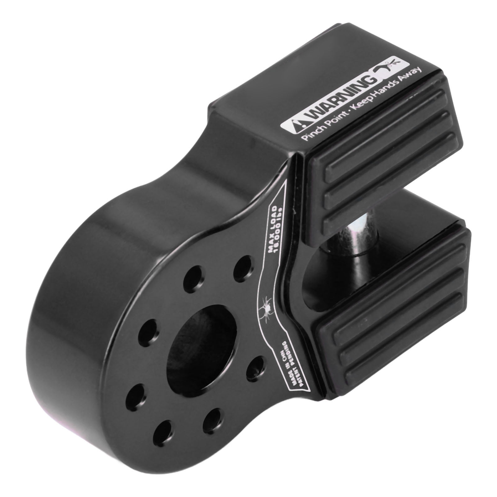 Flat Winch Shackle Mount 16000lb Loading with Rubber Side Guard Aluminium Alloy Universal for UTV SUV PickupBlack
