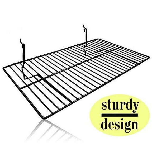 Flat Wire Slatwall/Gridwall Shelves 24"L x 12"D Pack of (6)