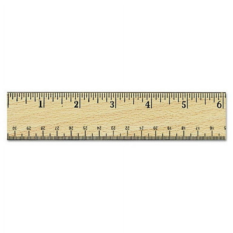 Flat Wood Ruler w/Double Metal Edge, Standard, 12