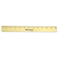 thumbnail image 1 of Flat Wood Ruler With Two Double Brass Edges, Standard/metric, 12", Clear Lacquer Finish | Bundle of 10 Each, 1 of 1