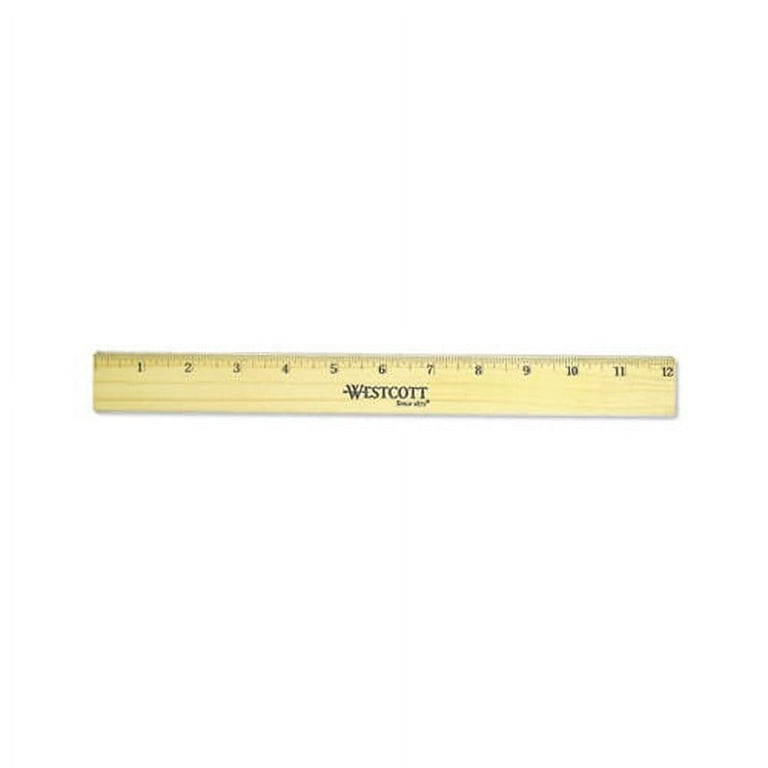 Flat Wood Ruler with Two Double Brass Edges, Standard/Metric, 12 Flat Wood Ruler with Two Double Brass Edges, Standard/Metric, 12